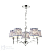 English Heritage Marble Hill 5 Light Armed Pendant Polished Nickel With Shade